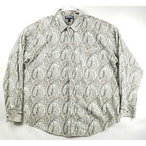 Panhandle Shirt Mens XL Brown White Paisley Cotton Pearl Snap Button-Up Classic